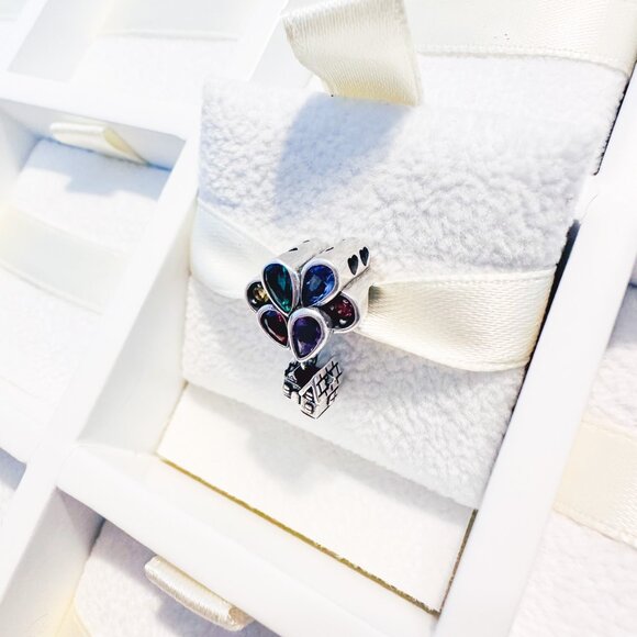 925 Sterling Silver Colorful Balloons With Dangle House Charm Bead Fits Pandora - Picture 7 of 8